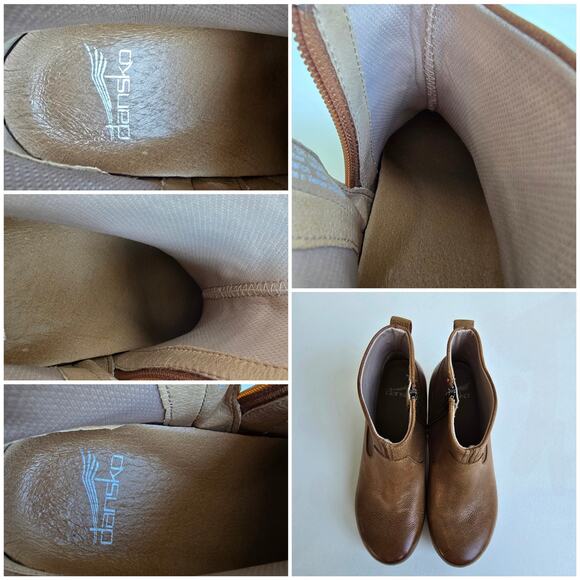 Dansko Sarah Boots Size EU36 US 5.5-6 Brown Leather Side Zip Heeled Ankle Bootie - Picture 9 of 13